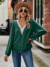 Load image into Gallery viewer, Swiss Dot V-Neck Long Sleeve Blouse