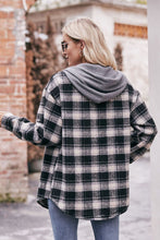 Load image into Gallery viewer, Plaid Dropped Shoulder Hooded Longline Jacket