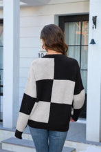 Load image into Gallery viewer, Color Block Round Neck Dropped Shoulder Sweater