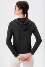 Load image into Gallery viewer, Drawstring Zip Up Hooded Active Outerwear