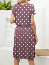 Load image into Gallery viewer, Round Neck Short Sleeve Slit Dress with Pockets