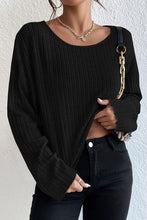 Load image into Gallery viewer, Ribbed Round Neck Drop Shoulder Long Sleeve Top