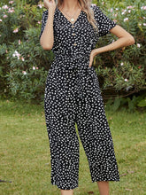 Load image into Gallery viewer, Printed V-Neck Short Sleeve Jumpsuit