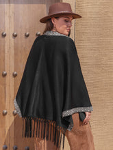 Load image into Gallery viewer, Plus Size Geometric Open Front Fringe Hem Cardigan