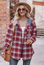 Load image into Gallery viewer, Plaid Dropped Shoulder Hooded Longline Jacket