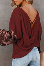 Load image into Gallery viewer, Sequin Waffle-Knit Blouse