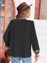 Load image into Gallery viewer, Floral Tie Neck Balloon Sleeve Blouse