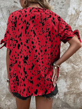 Load image into Gallery viewer, Tied Printed Boat Neck Blouse