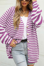 Load image into Gallery viewer, Striped Button Up Long Sleeve Cardigan