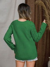 Load image into Gallery viewer, Openwork Round Neck Raglan Sleeve Sweater
