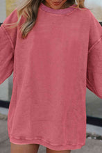 Load image into Gallery viewer, Ribbed Round Neck Drop Shoulder Sweatshirt