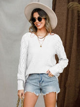 Load image into Gallery viewer, Openwork Round Neck Raglan Sleeve Sweater