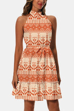 Load image into Gallery viewer, Printed Tie Waist Frill Trim Dress
