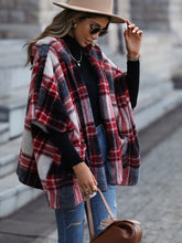 Load image into Gallery viewer, Plaid Hooded Coat with Pockets