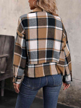 Load image into Gallery viewer, Plaid Collared Neck Long Sleeve Jacket
