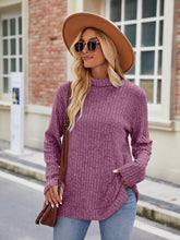 Load image into Gallery viewer, Ribbed Turtleneck Long Sleeve Slit Knit Top