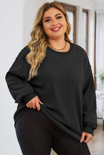 Load image into Gallery viewer, Plus Size Round Neck Dropped Shoulder Sweatshirt