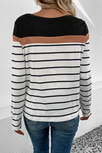 Load image into Gallery viewer, Striped Round Neck Long Sleeve T-Shirt