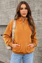 Load image into Gallery viewer, Quarter Zip Dropped Shoulder Sweatshirt