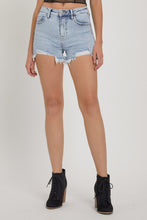 Load image into Gallery viewer, RISEN Full Size High Rise Rhinestone Strap Embellished Denim Shorts