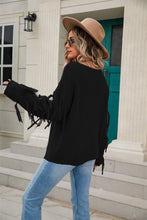 Load image into Gallery viewer, Ribbed Round Neck Fringe Detail Sweater