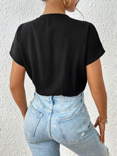 Load image into Gallery viewer, Surplice Short Sleeve Ruched Bodysuit