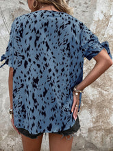 Load image into Gallery viewer, Tied Printed Boat Neck Blouse