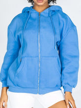 Load image into Gallery viewer, Zip-Up Drawstring Hoodie