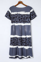 Load image into Gallery viewer, Leopard Color Block V-Neck Short Sleeve Dress