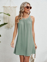 Load image into Gallery viewer, Eyelet Grecian Neck Mini Dress