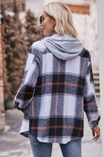 Load image into Gallery viewer, Plaid Dropped Shoulder Hooded Jacket