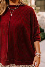 Load image into Gallery viewer, Plus Size Exposed Seam Waffle-Knit High-Low Sweatshirt