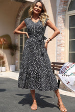 Load image into Gallery viewer, Floral Tie-Waist Ruffle Hem Dress