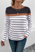Load image into Gallery viewer, Striped Round Neck Long Sleeve T-Shirt