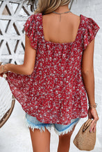 Load image into Gallery viewer, Printed Square Neck Cap Sleeve Blouse