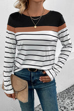 Load image into Gallery viewer, Striped Round Neck Long Sleeve T-Shirt