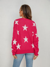 Load image into Gallery viewer, Star Round Neck Dropped Shoulder Sweater
