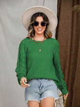 Load image into Gallery viewer, Openwork Round Neck Raglan Sleeve Sweater