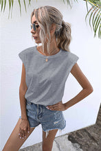 Load image into Gallery viewer, Round Neck Cap Sleeve Tee
