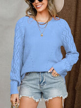 Load image into Gallery viewer, Openwork Round Neck Raglan Sleeve Sweater