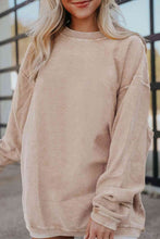 Load image into Gallery viewer, Ribbed Round Neck Drop Shoulder Sweatshirt