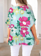 Load image into Gallery viewer, Plus Size Printed Notched Neck Half Sleeve Top