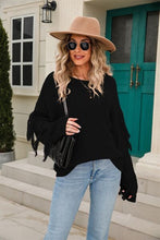 Load image into Gallery viewer, Fringe Round Neck Dropped Shoulder Sweater