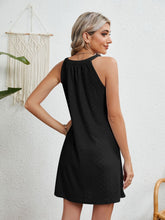Load image into Gallery viewer, Eyelet Grecian Neck Mini Dress