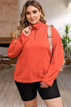 Load image into Gallery viewer, Plus Size Zip-Up Dropped Shoulder Sweatshirt