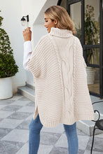 Load image into Gallery viewer, Cable-Knit Turtleneck Slit Sweater
