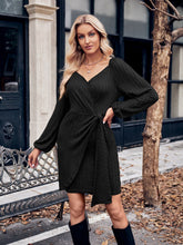 Load image into Gallery viewer, Asymmetrical Surplice Puff Sleeve Mini Dress