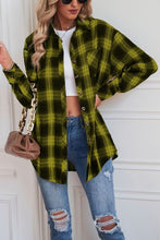 Load image into Gallery viewer, Plaid Button Up Dropped Shoulder Outerwear