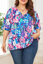 Load image into Gallery viewer, Floral Center Seam V-Neck Blouse