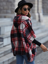Load image into Gallery viewer, Plaid Hooded Coat with Pockets